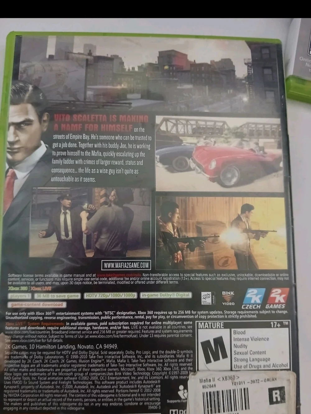 Mafia II 2 Platinum Hits (Microsoft Xbox 360, 2010